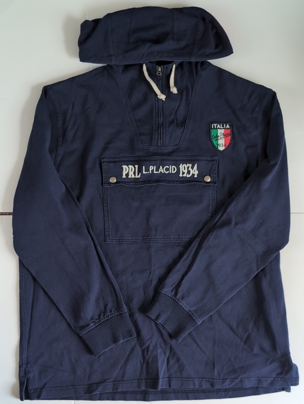 Ralph Lauren Vintage Style Navy Italia Crest Pullover Hoodie